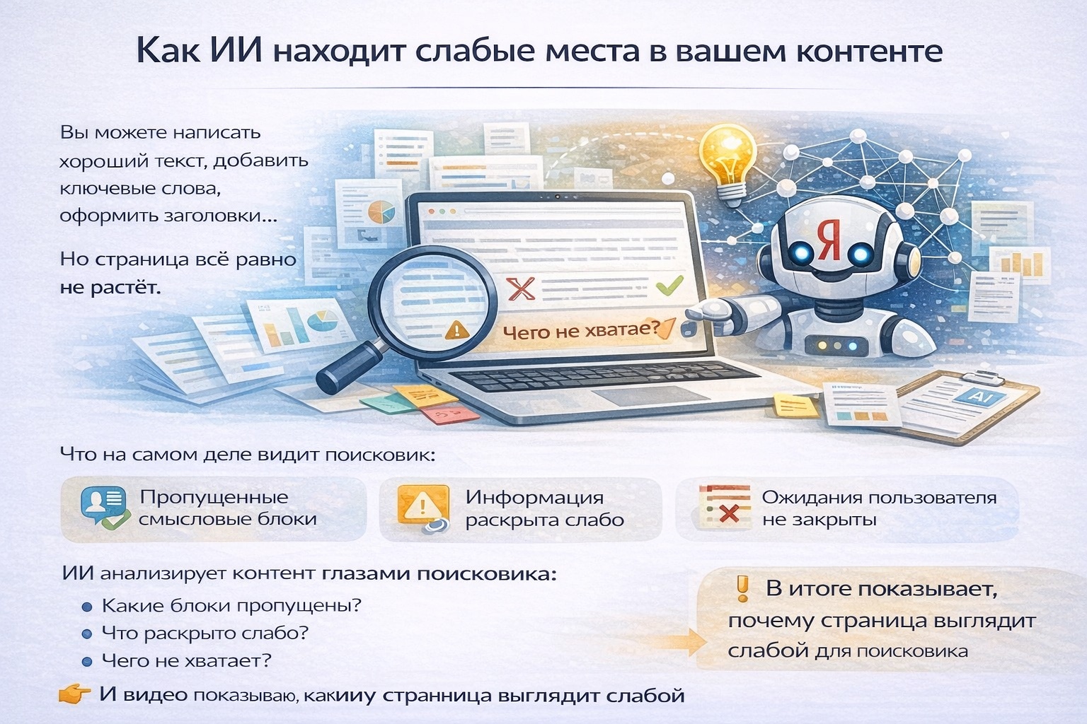 Как ИИ находит слабые места в вашем контенте